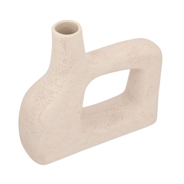 houzo white textured ceramic flower vase | ancient egyptian inspired home decor accent | ideal for pampas grass, fresh & dried flowers | modern centerpiece for living room & tabletop